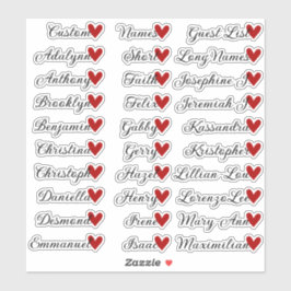 Adesivo 30 Nomes Lista de Convidados Personalizada Caligra