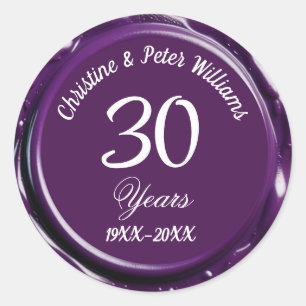 Adesivo 30 Pearl Casamento Mauve Purple Wax Seal Sticker