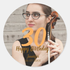 Adesivo 30th birthday add name date year white photo