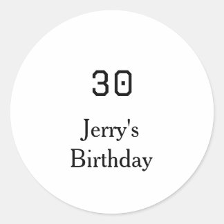 Adesivo 30th birthday bold letter name date simple minimal