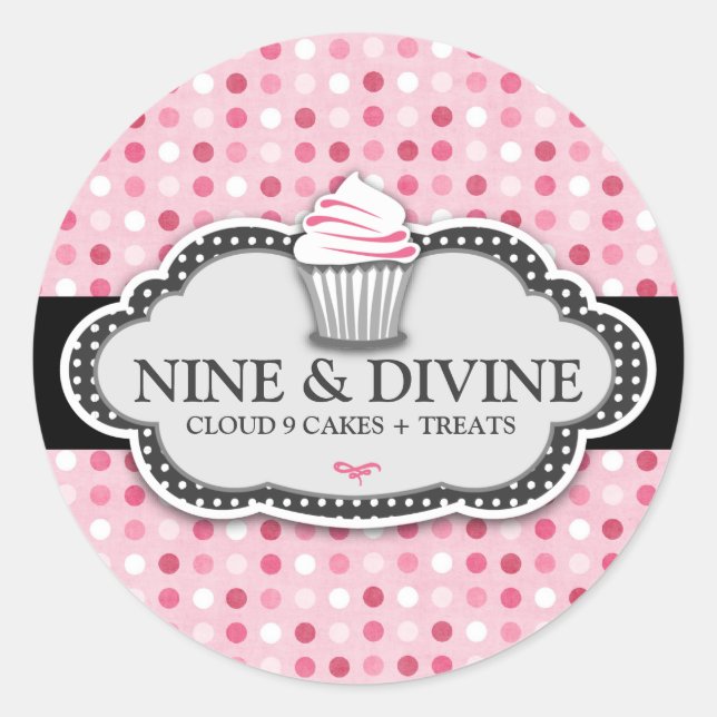 Adesivo 311 Cupcakes de Bolinhas Rosa Divino (Frente)