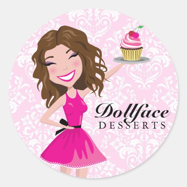 Adesivo 311 Desserts Dollface Brownie Pink Damask (Frente)