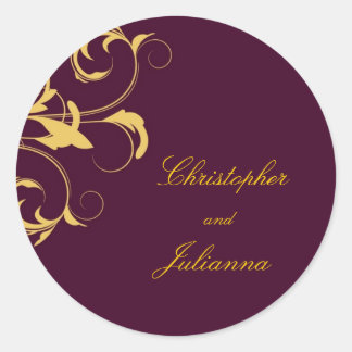 Adesivo 311-Julianna EggPlant & Mustard Damask