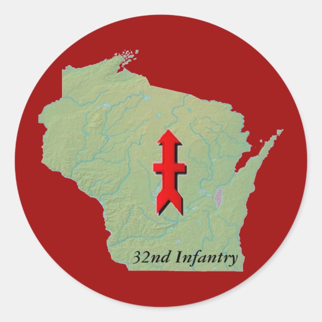 Adesivo 32ª Seta Vermelha Nacional da Guarda de Wisconsin (Frente)