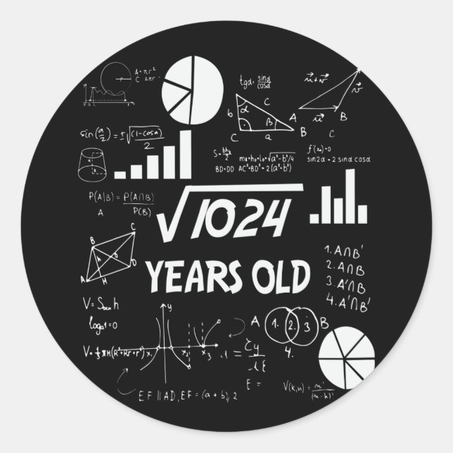 Adesivo 32nd Birthday Square Root Math 32 Years Old Bday (Frente)