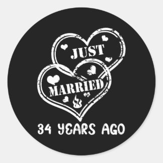 Adesivo 34 Anos Atrás Recem casados De Casamento