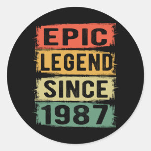 Adesivo 34 Anos De Idade Dia 1987 Legenda Epic 34. º Anive