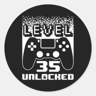 Adesivo 35.º aniversário para homens Nível 35 Jogador 35 Y