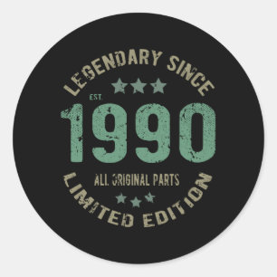 Adesivo 35 anos Dia 1990 Legenda 35 presente de aniversári
