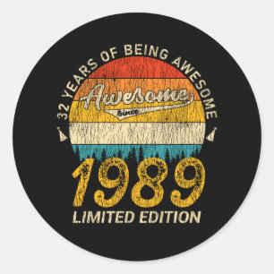Adesivo 36 anos de idade 1989 Retro Incrível 36º presente 
