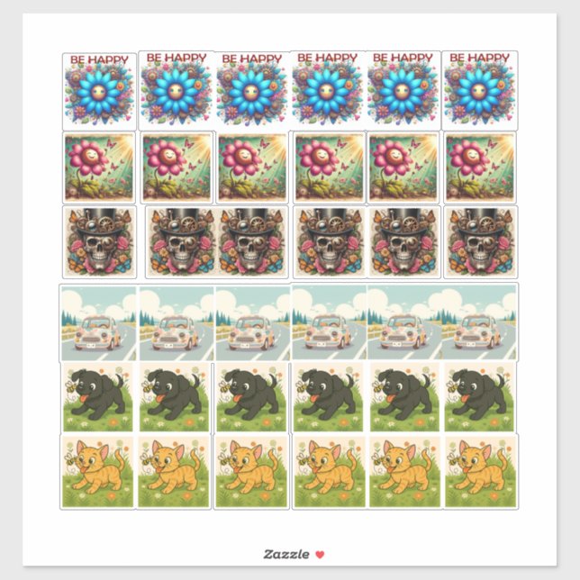 Adesivo 36 Assorted stickers steampunk and animals (Folha)
