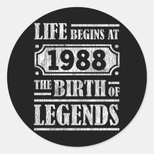 Adesivo 37 Anos De Idade 1988 Nascimento Da Legenda 37º An