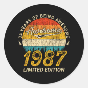Adesivo 38 anos 1987 Retro Incrível 38º presente de aniver