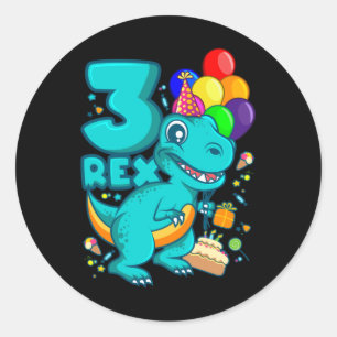 Adesivo 3 aniversário de 3 anos Dino