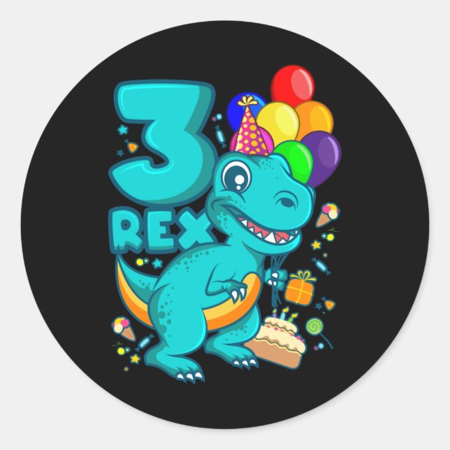 Adesivo 3 aniversário de 3 anos Dino (Frente)