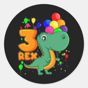 Adesivo 3 aniversário de 3 anos Dino