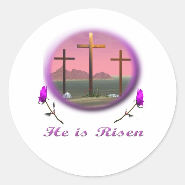Adesivo 3 Cruzes cor-de-rosa presentes cristãos (Frente)