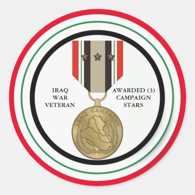 ADESIVO 3 ESTRELAS DE CAMPANHA IRAQUE WAR VETERAN (Frente)