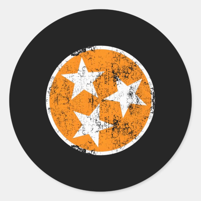Adesivo 3 Estrelas Tn Laranja E Ruas Brancas Do Tennessee (Frente)
