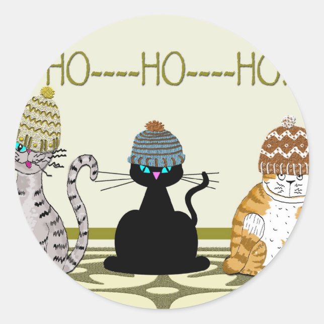 Adesivo 3 Gatos Com Chapéu De Natal (Frente)