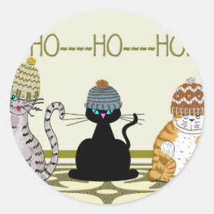 Adesivo 3 gatos com Natal dos chapéus