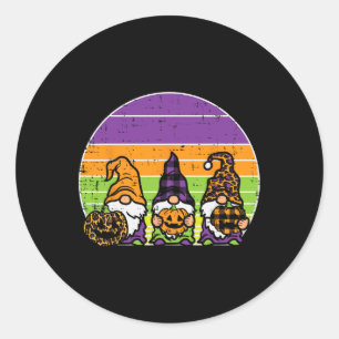 Adesivo 3 Gnomos da Xadrez-leopardo Pumpkin Retro Hallowee
