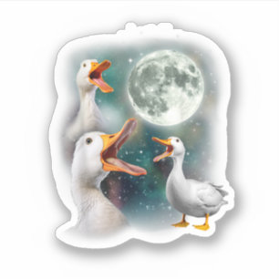 Adesivo 3 Patos Uivam Para a Lua Engraçado Estranho Assomb