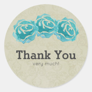 Adesivo 3 Rosas de Aquarela Teais no Damasco de Tan Obriga