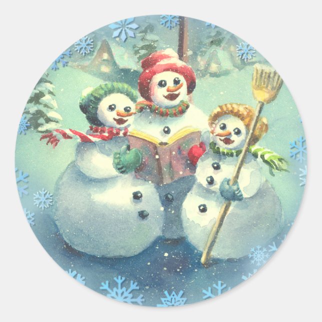Adesivo 3 SNOWMEN & SNOWFLAKS por SHARON SHARPE (Frente)