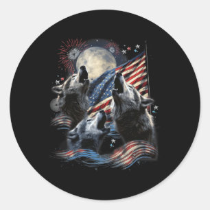 Adesivo 3 Wolf Moon 4 De Julho Bandeira Americana Howling