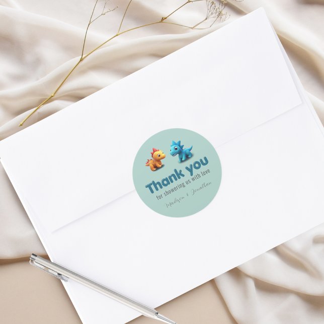 Adesivo 3d Dino dinossauro bebê chá obrigado (Criador carregado)