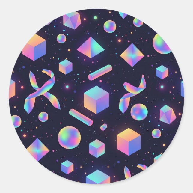 Adesivo 3D Holographic Iridescent Geometric Sticker (Frente)