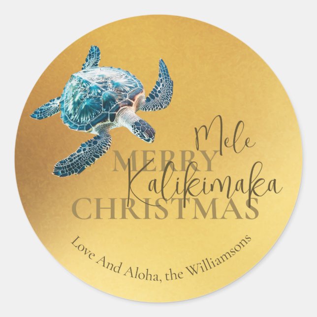 Adesivo 3D Tartaruga Mele Kalikimaka | Personalizado  (Frente)
