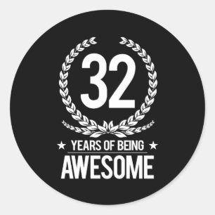 Adesivo 3ò Aniversário (32 anos de ser impressionantes)