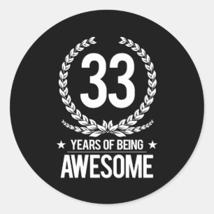 Adesivo 3ó Aniversário (33 anos de ser impressionantes)