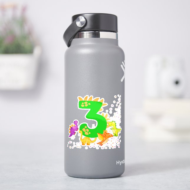 Adesivo 3rd Birthday. Dinosaur Design. My third birthday.  (HidroFlask)