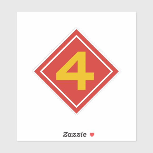 Adesivo 4ª Divisão de Fuzileiros Navais dos Estados Unidos (Folha)