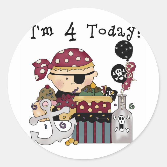 Adesivo 4º aniversário de Camisetas e presentes piratas (Frente)