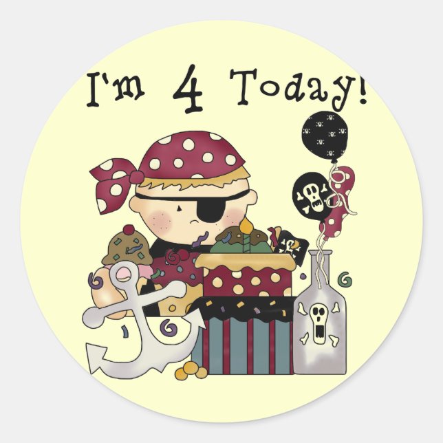 Adesivo 4º aniversário de Camisetas e presentes piratas (Frente)