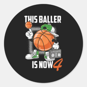 Adesivo 4º Aniversário Jogador De Basquete Engraçado 4 Ano