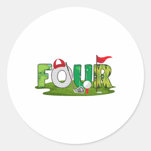 Adesivo 4º aniversário Tema de Golfe de 4 anos Crianças de (Frente)