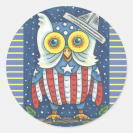 Adesivo 4º DE JULHO DOS AMERICANOS HOOT OWL STICKERS Rnd *