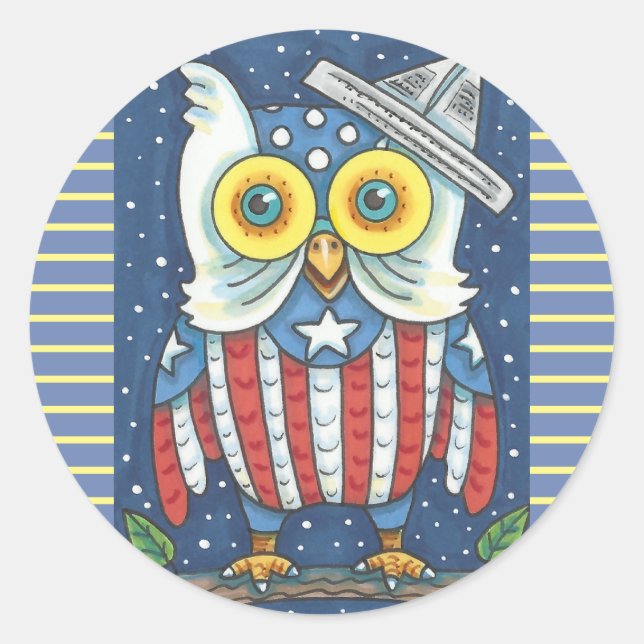 Adesivo 4º DE JULHO DOS AMERICANOS HOOT OWL STICKERS Rnd * (Frente)
