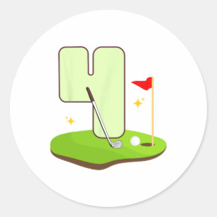 Adesivo 4º Golf Birthday Golfer, 4 anos Festa de Dia Ki