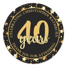 40º Aniversário Estrelas Preto e Dourado OBRIGADO