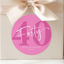 Adesivo 40º Favor da Festa de aniversário 40ª Rosa