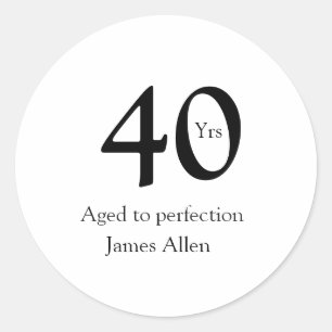 Adesivo 40 anos envelhecido à perfeição nome de aniversári