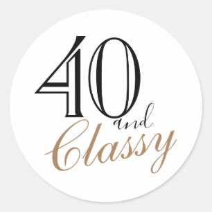 Adesivo 40 e Aniversário da Mulher Elegante Moderna Clás