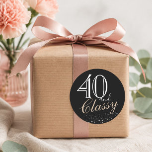 Adesivo 40 e Aniversário Negro Elegante Moderno e Clássi