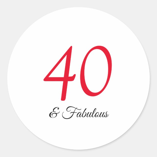 Adesivo 40 e fabuloso aniversário (Frente)